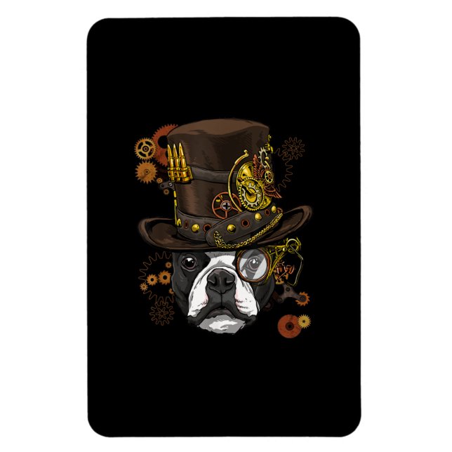 Magnet Flexible Steampunk Boston Terrier Dog Shirt Steampunk Lover (Vertical)