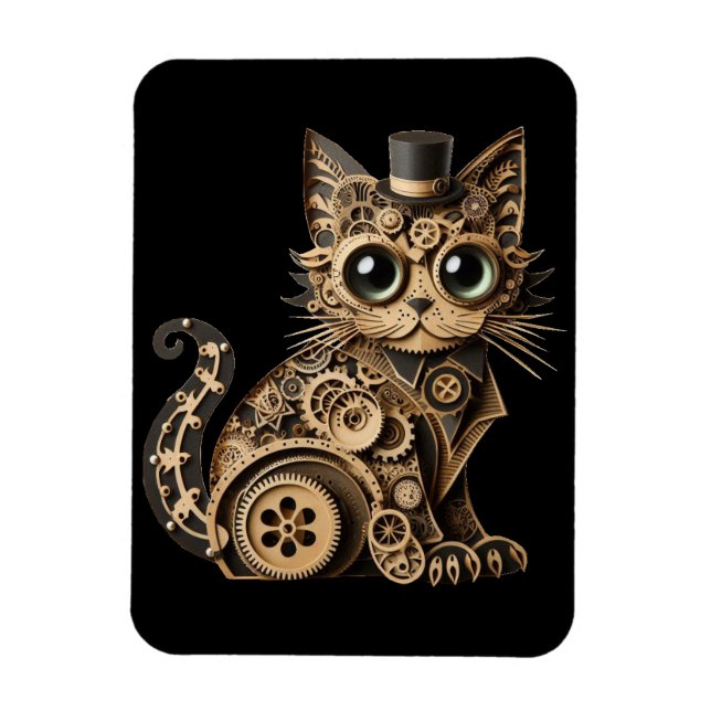 Magnet Flexible Steampunk chat animaux papier artisanat (Vertical)