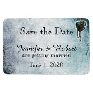 Magnet Flexible Steampunk Mariage Turquoise Coeur Enregistrer la d