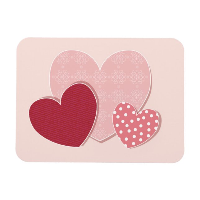 Magnet Flexible Sticker en papier Coeurs roses (Horizontal)