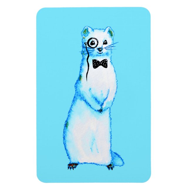 Magnet Flexible Stoat blanc Ermine Cute Ferret Lover Art (Vertical)