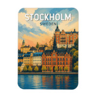 Stockholm Suède Illustration Art de Voyage Vintage