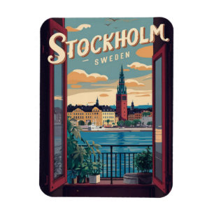Magnet Flexible Stockholm Suède voyage balcon vintage vue cadeaux