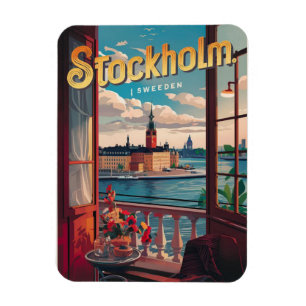 Magnet Flexible Stockholm Suède voyage balcon vintage vue cadeaux