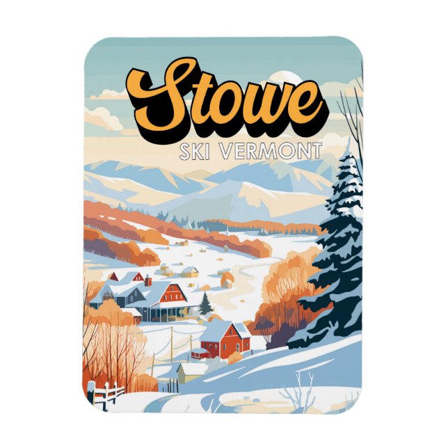 Magnet Flexible Stowe Vermont Vintage hiver (Vertical)