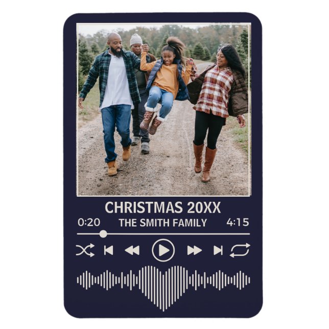 Magnet Flexible Streaming Music Blue Player Photo Noël (Vertical)