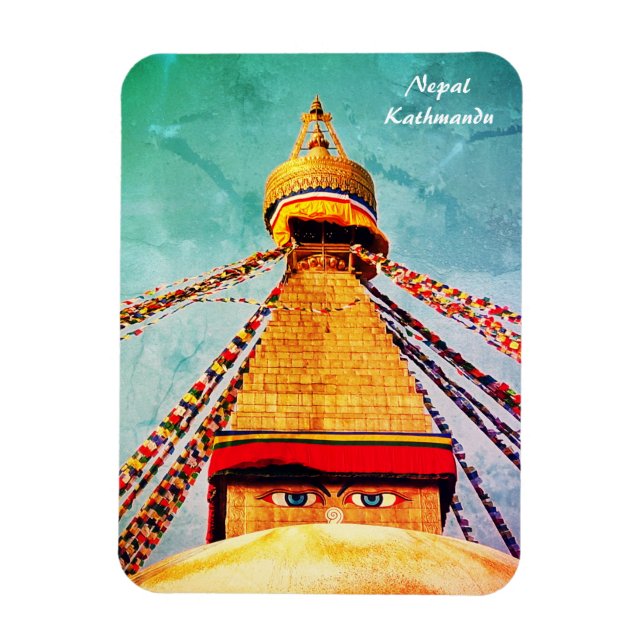 Magnet Flexible Stupa vintage - Boudhanath, Katmandou, Népal (Vertical)