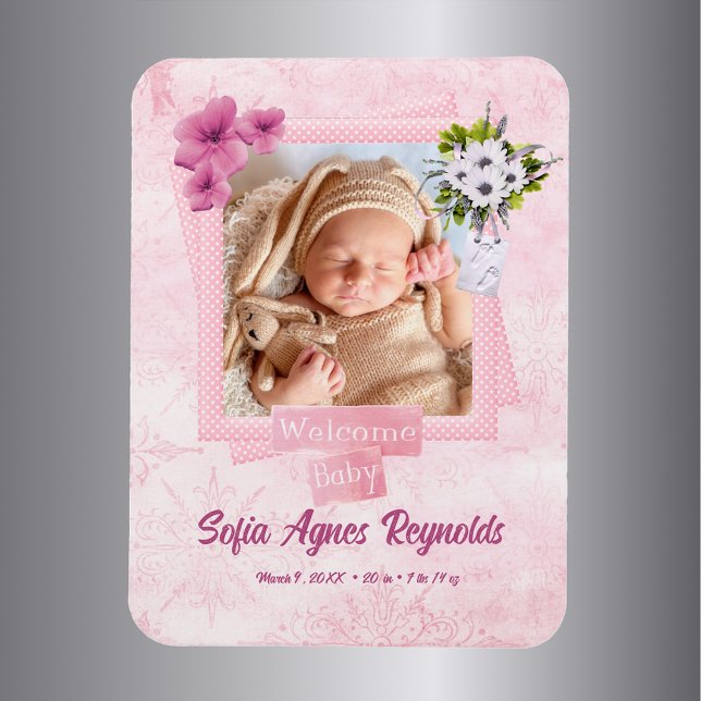 Magnet Flexible Style rose Shabby Baby (Créateur téléchargé)