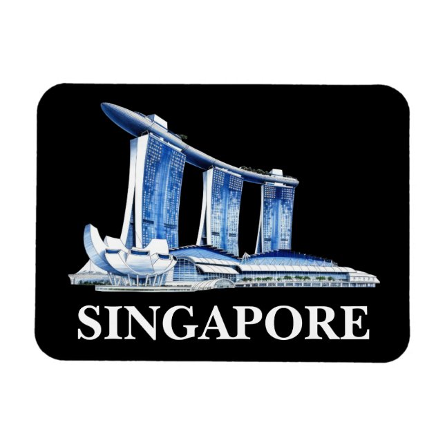Magnet Flexible Style Singapore Skyline Travel (Horizontal)
