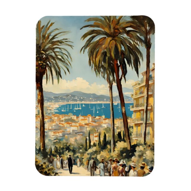 Magnet Flexible Style vintage Cannes Français Aquarelle (Vertical)