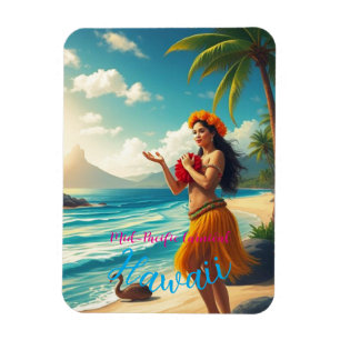 Magnet Flexible Style vintage Hawaiian Travel Honolulu Hula Girl