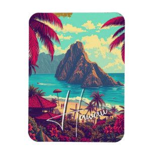 Magnet Flexible Style vintage Hawaiian Travel Honolulu Mid-Pacific