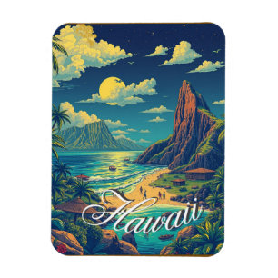 Magnet Flexible Style vintage Hawaiian Travel Honolulu Mid-Pacific