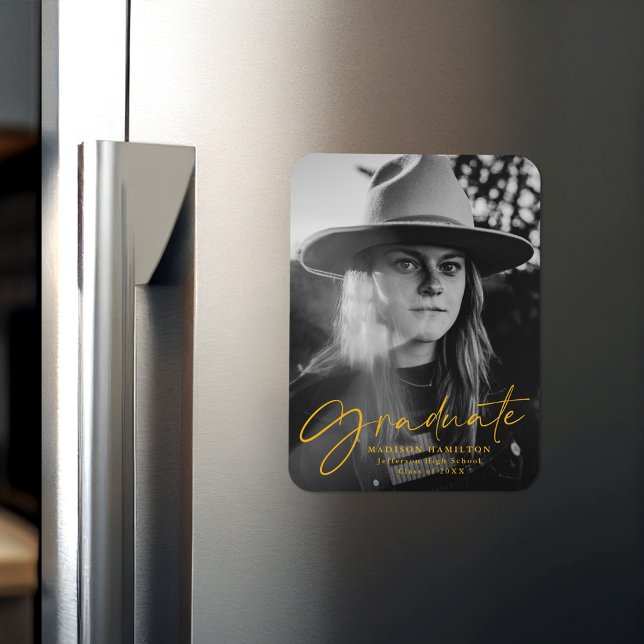 Magnet Flexible Stylish Gold Script Graduation Faire-part photo (Créateur téléchargé)