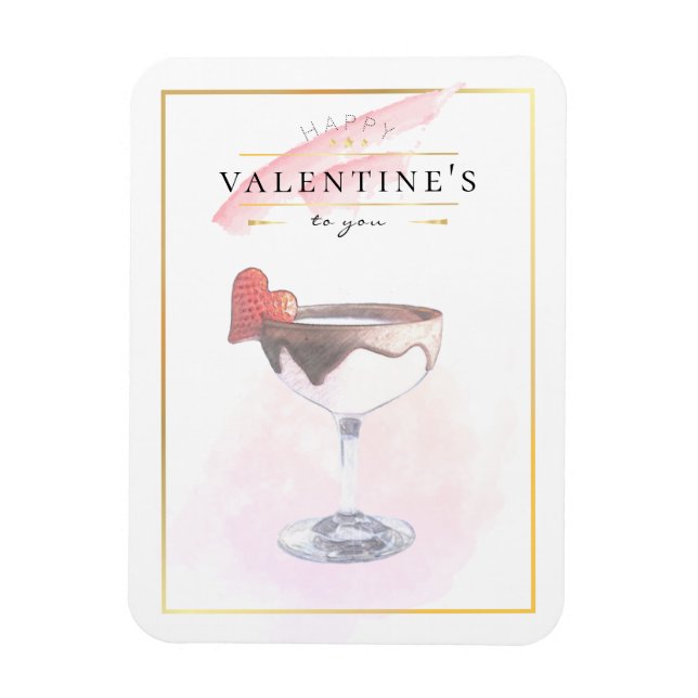 Magnet Flexible Stylish Pencil Art St. Valentine's Day Cocktail (Vertical)