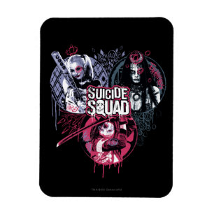 Magnet Flexible Suicide Squad Girls Graffiti Badges