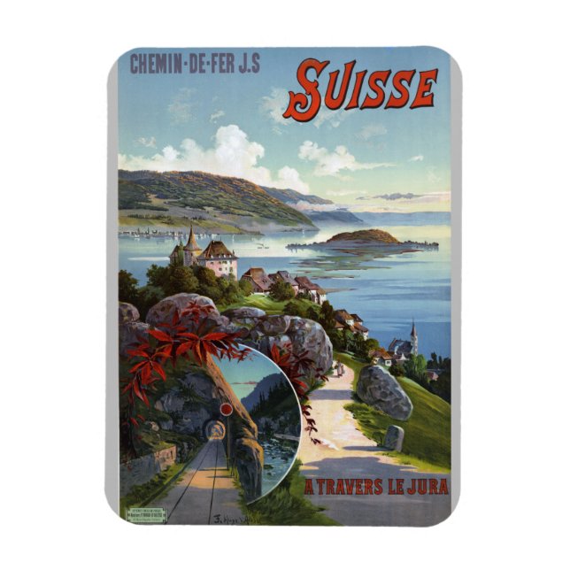 Magnet Flexible Suisse Vintage Suisse Tourisme de voyage Poster (Vertical)