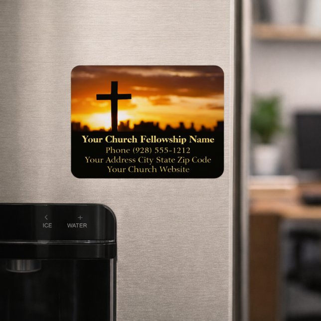 Magnet Flexible Sunset Cross2 Pasteur de l'église Cartes de visite (Créateur téléchargé)