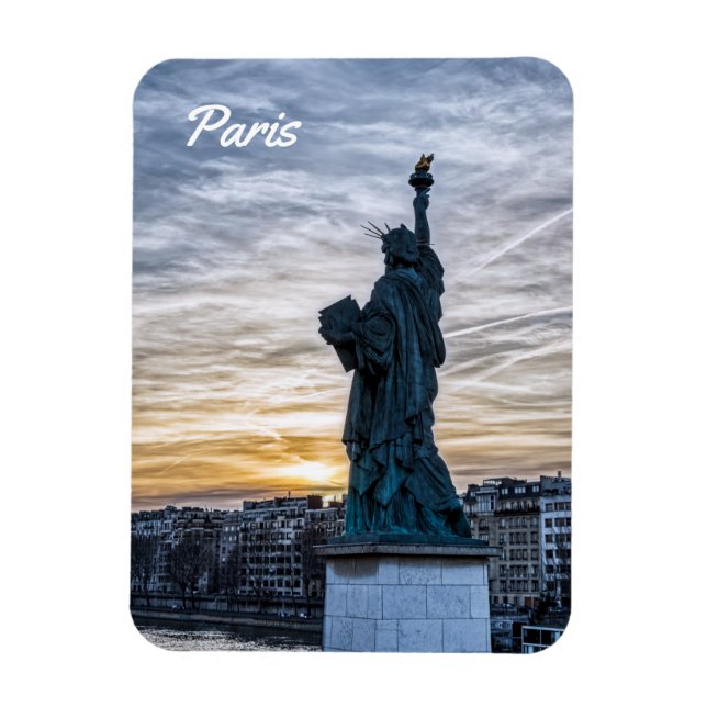 Magnet Flexible Sunset over Replica of the Liberty Statue in Paris (Vertical)