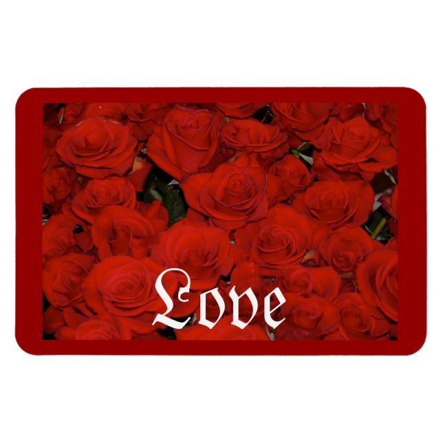 MAGNET FLEXIBLE SUPERBE BOUQUET DE ROSES ROUGES (Horizontal)