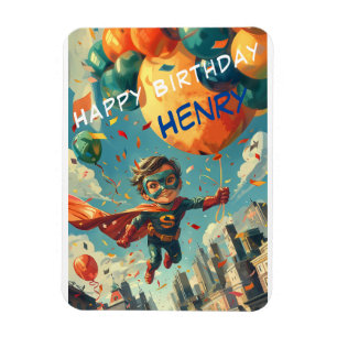 Magnet Flexible Superhero Happy Birthday Design pour enfants