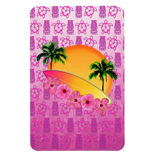 Magnet Flexible Surf et fleurs d'Hibiscus (Vertical)