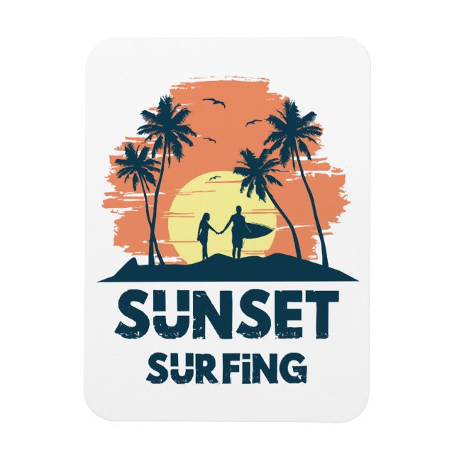 Magnet Flexible Surf - Surf au coucher du soleil  (Vertical)