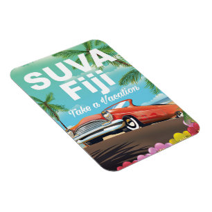 Magnet Flexible Suva, Fidji affiche de vacances vintage