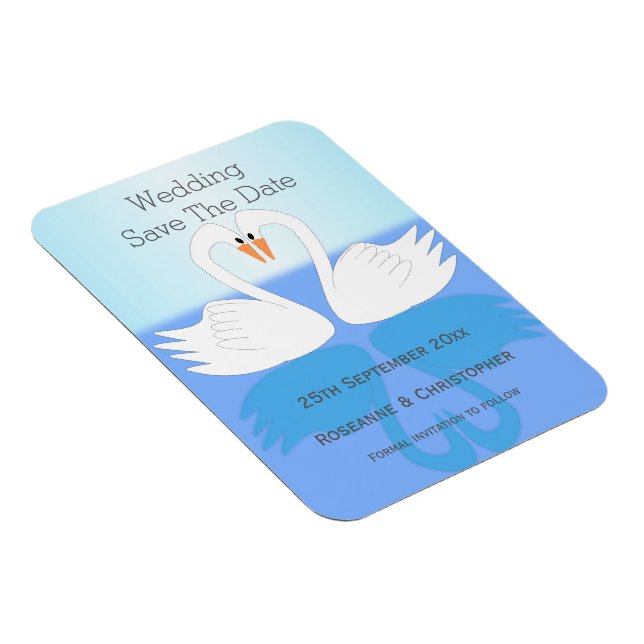 Magnet Flexible Swans Design Wedding Enregistrer La Date (Côté Droit)