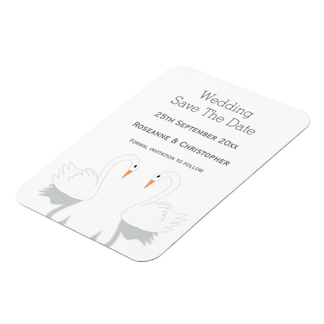 Magnet Flexible Swans Design Wedding Enregistrer La Date (Côté Gauche)