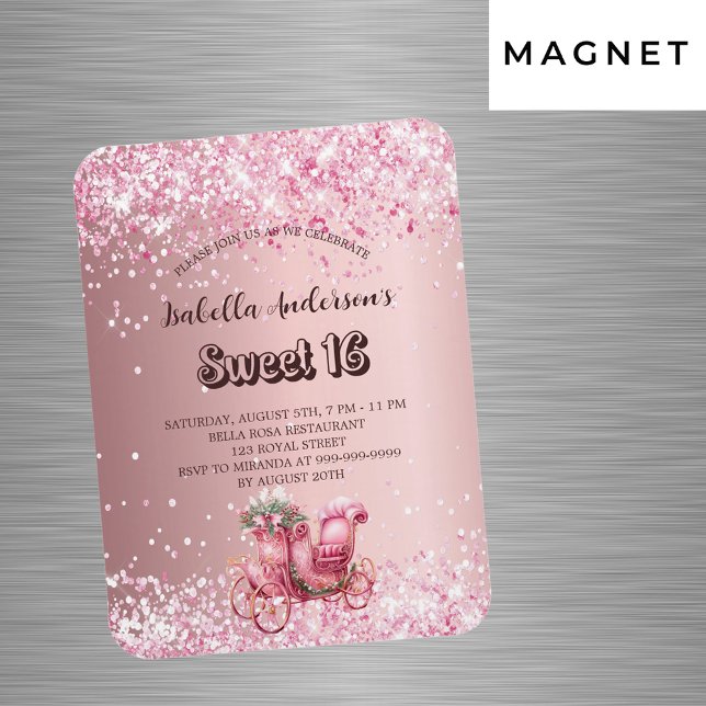 Magnet Flexible Sweet 16 carrosserie rose invitation luxe (Créateur téléchargé)