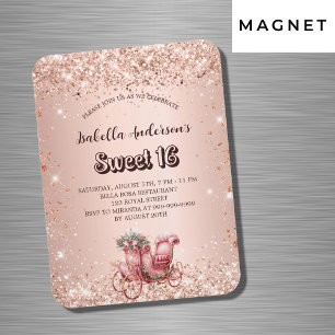 Magnet Flexible Sweet 16 rose chariot d'or luxe invitation