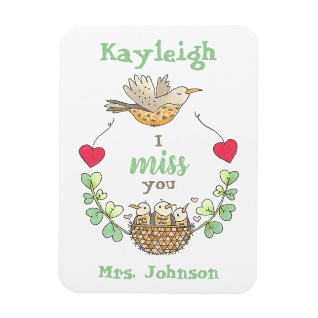 Magnet Flexible Sweet Little Birds I Miss You Teacher (Vertical)