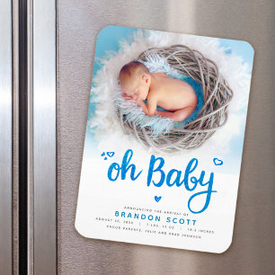 Magnet Flexible Sweet Oh Baby Boy Photo Faire-part de naissance