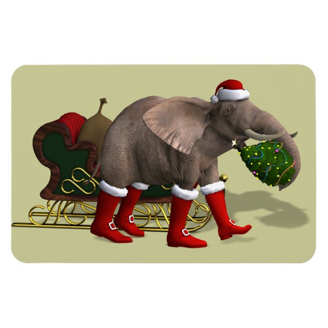 Magnet Flexible Sweet Santa Claus Elephant (Horizontal)