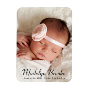 Magnet Flexible Sweet Script Baby Girl Photo Faire-part de naissan