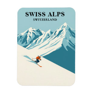Magnet Flexible Swiss Alpes Skier Voyage Souvenir