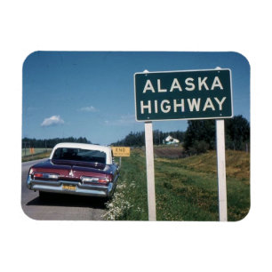 Magnet Flexible SYMBOLE DE LA ROUTE DE L'Alaska 1962 Vintage