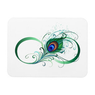 Magnet Flexible Symbole de l'infini avec plume de paon