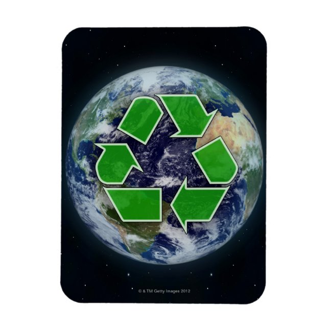 Magnet Flexible Symbole de recyclage et la planète Terre (Vertical)