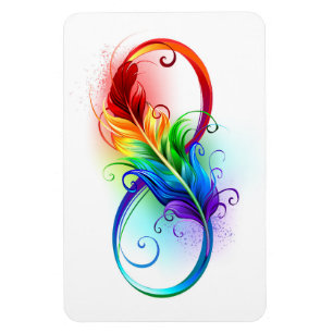 Magnet Flexible Symbole d'infini avec plume arc-en-ciel