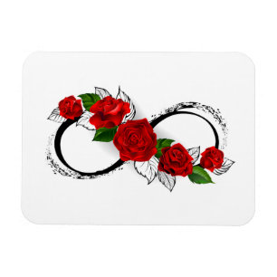 Magnet Flexible Symbole d'infini avec roses rouges