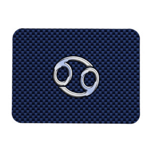 Magnet Flexible Symbole du cancer Zodiac Marine Blue Carbon Fiber