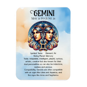 Magnet Flexible SYMBOLE Horoscope Gemini   Anniversaire