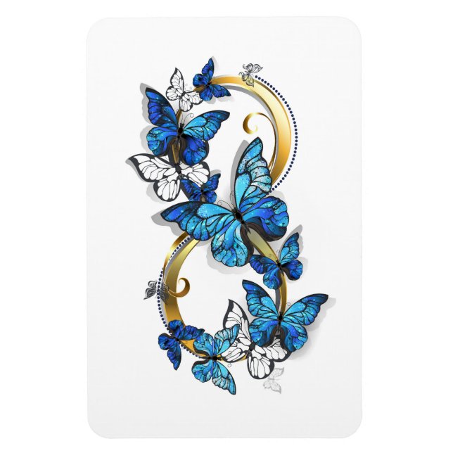Magnet Flexible Symbole infini de papillons Morpho bleus (Vertical)