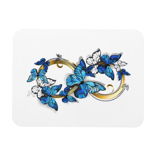 Magnet Flexible Symbole infini de papillons Morpho bleus (Horizontal)