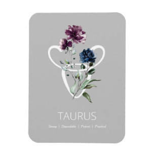 Magnet Flexible Symbole moderne Floral Zodiac Star Taurus