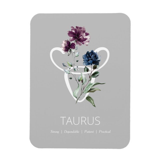 Magnet Flexible Symbole moderne Floral Zodiac Star Taurus (Vertical)