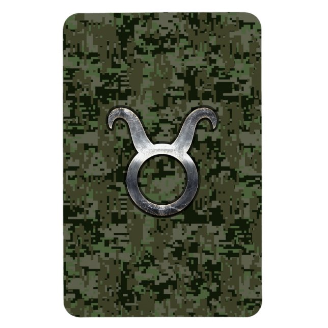 Magnet Flexible Symbole Taurus Zodiac sur Camo numérique vert (Vertical)