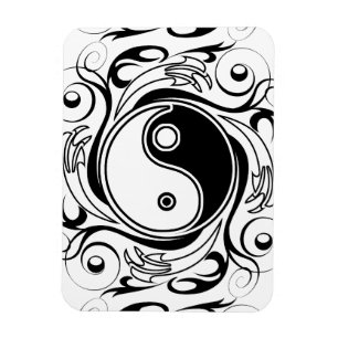 Magnet Flexible Symbole Yin et Yang Style tatouage noir et blanc